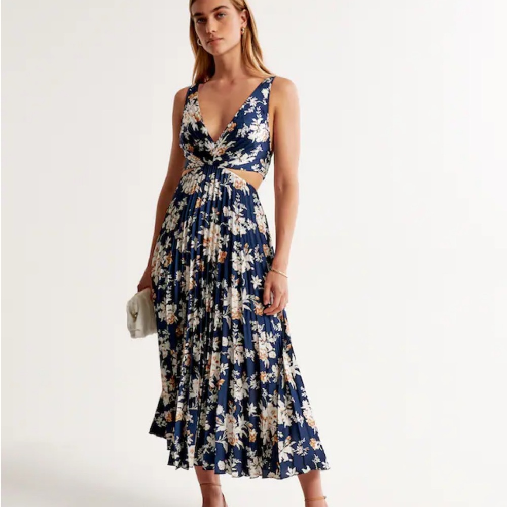 Abercrombie satin pleated cut out dress - S
